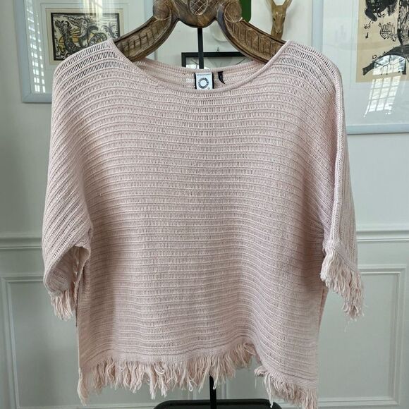 Anthropologie Akemi Kin Blush Pink Fringe Sweater XS - Picture 1 of 9
